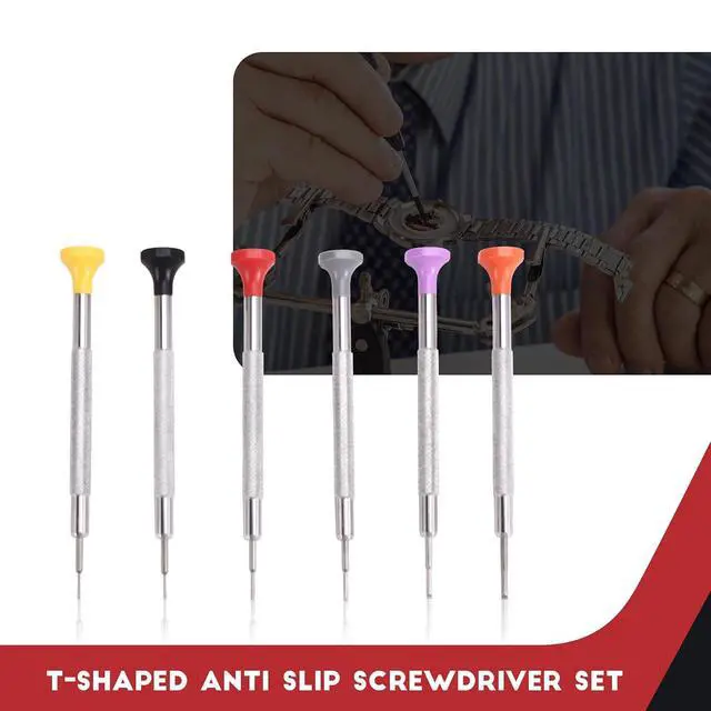 Alt view image 5 of 7 - 6Pcs T-Shaped Anti Slip Screwdrivers Set for 3135 2135 Movement Watch Repair Screwdriver Watch Repair Tool