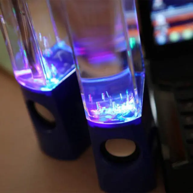 Alt view image 4 of 7 - 2PCS LED Light Speakers Dancing Water Music Fountain Light for PC Laptop for Phone Portable Desk Stereo Speaker White