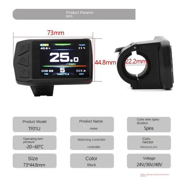 Alt view image 4 of 7 - Ebike Display for KT TF01U 24V 36V 48V Intelligent Colorful LCD Meter Waterproof Joint Electric Bicycle Meter