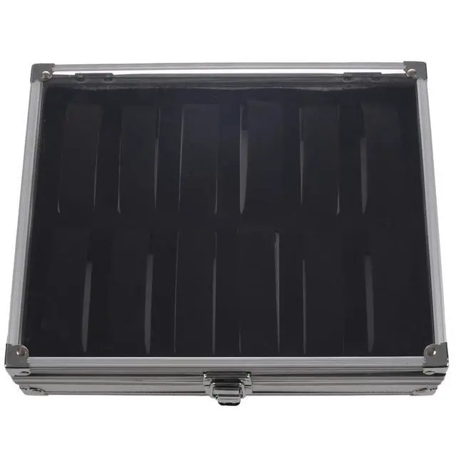 Main image of Useful Aluminium Watches Box 12 Grid Slots Jewelry Watches Display Storage Box Square Case Suede Inside Rectangle Watch Holder