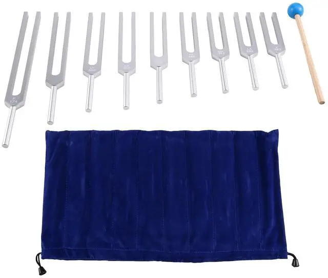 Main image of Tuning Forks Chakra Set, 174Hz/285Hz/396Hz/417Hz/528Hz/639Hz/741Hz/852Hz/963Hz,for Healing Chakra,Sound Therap Silver
