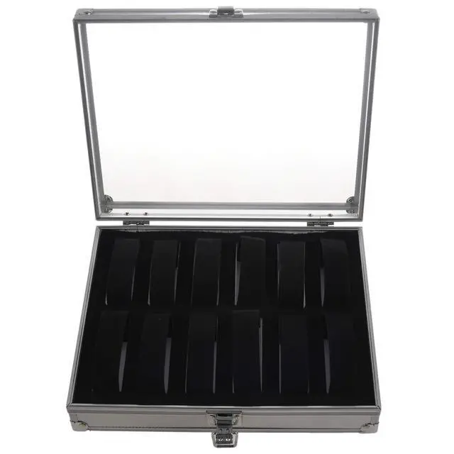 Alt view image 7 of 7 - Useful Aluminium Watches Box 12 Grid Slots Jewelry Watches Display Storage Box Square Case Suede Inside Rectangle Watch Holder