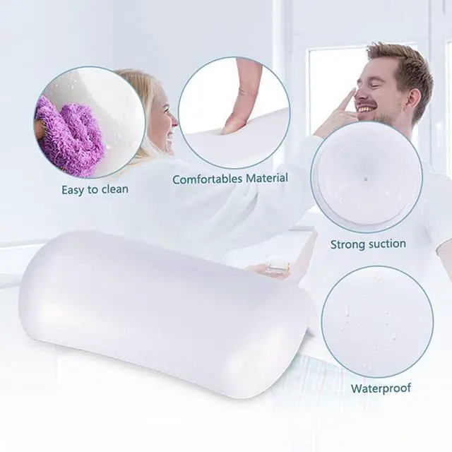 Alt view image 2 of 7 - SPA Bath Pillow Non-Slip Bathtub Headrest Soft Waterproof Bath with Suction Cups Bath Neck Cushion Black