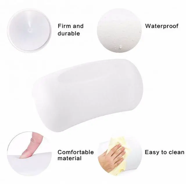 Alt view image 4 of 7 - SPA Bath Pillow Non-Slip Bathtub Headrest Soft Waterproof Bath with Suction Cups Bath Neck Cushion Black
