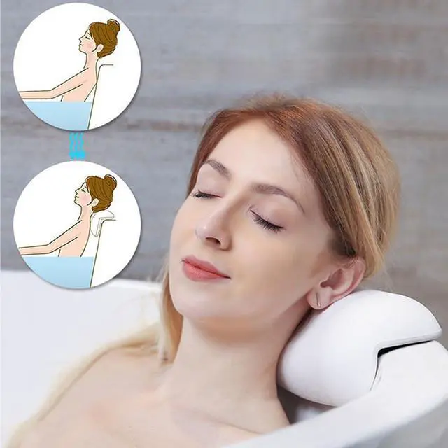 Alt view image 5 of 7 - SPA Bath Pillow Non-Slip Bathtub Headrest Soft Waterproof Bath with Suction Cups Bath Neck Cushion Black