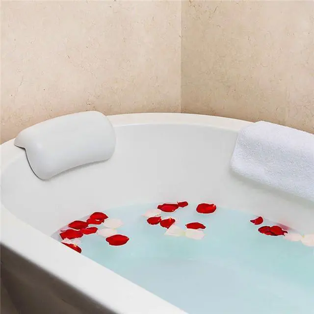 Alt view image 7 of 7 - SPA Bath Pillow Non-Slip Bathtub Headrest Soft Waterproof Bath with Suction Cups Bath Neck Cushion Black