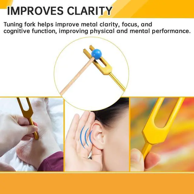 Alt view image 4 of 7 - Tuning Forks Chakra Set, 174Hz/285Hz/396Hz/417Hz/528Hz/639Hz/741Hz/852Hz/963Hz,for Healing Chakra,Sound Therap Gold
