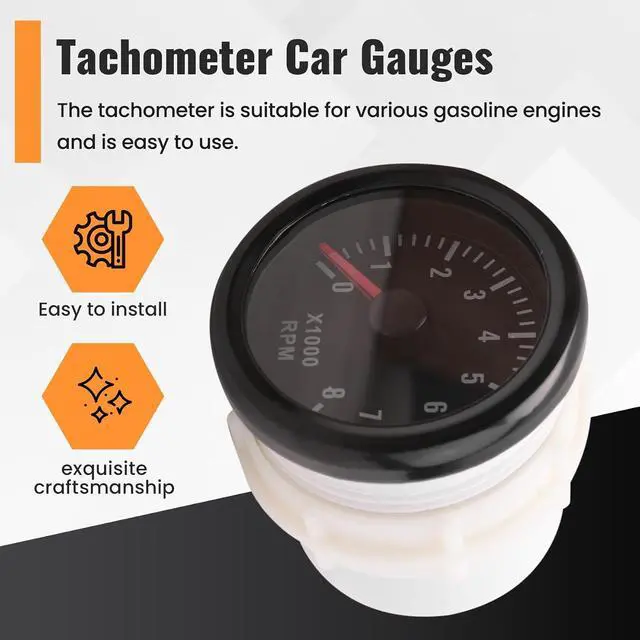 Alt view image 3 of 7 - 52MM Electrical Tachometer 0-8000 RPM 2" RPM Tacho Meter for 2 3 4 5 6 8 Cylinder Gasoline Engine Car Boat Yacht