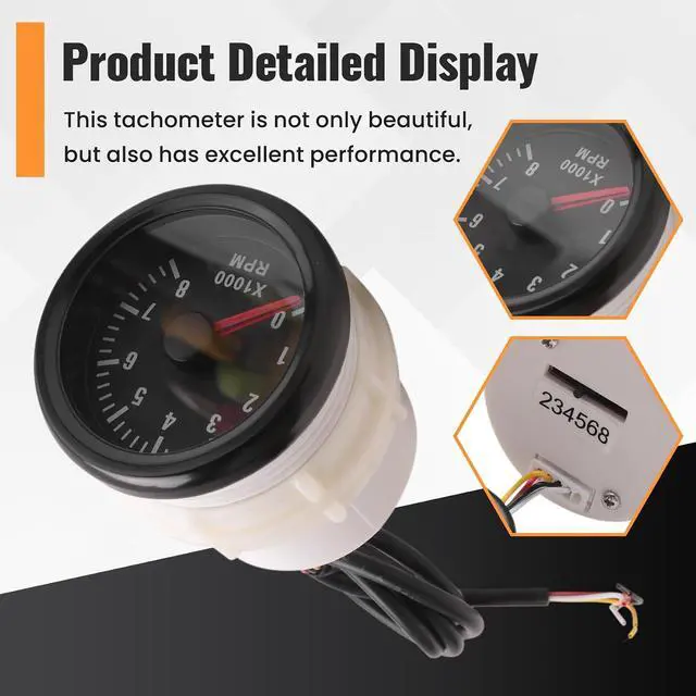 Alt view image 5 of 7 - 52MM Electrical Tachometer 0-8000 RPM 2" RPM Tacho Meter for 2 3 4 5 6 8 Cylinder Gasoline Engine Car Boat Yacht