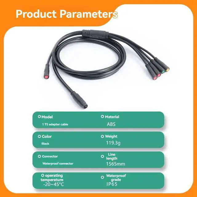 Alt view image 5 of 6 - Electric Bicycle Cable 1TO5 Waterproof Cable Leads Wires for KT Controller Motor Throttle Brake Display