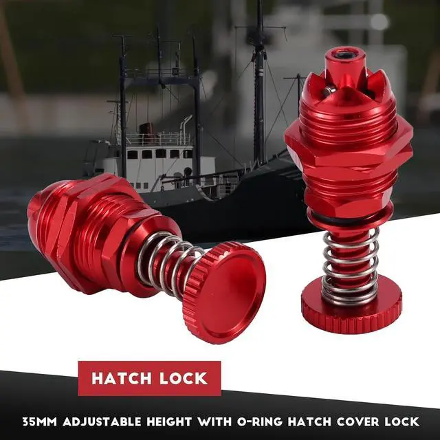 Alt view image 2 of 7 - 2Pcs 35mm Height Push Butto Hatch Cabin Spring Cover Lock for RC Boat Ship Body Shell Spare Parts Red