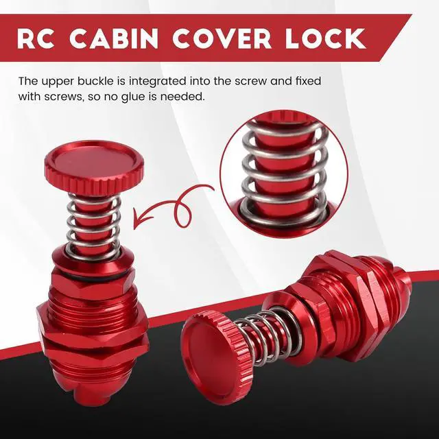 Alt view image 3 of 7 - 2Pcs 35mm Height Push Butto Hatch Cabin Spring Cover Lock for RC Boat Ship Body Shell Spare Parts Red