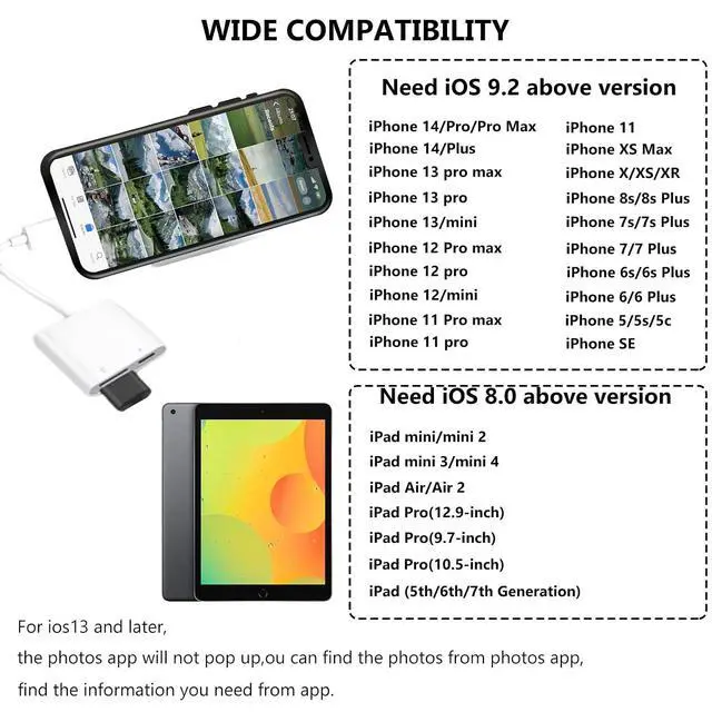 Alt view image 3 of 7 - Lightning to USB Camera Adapter with Charging Port for iPhone Portable USB 3.0 Female OTG Cable for iPad to Connect Card Reader USB Flash Drive U Disk Microphone Keyboard Mouse Hubs Midi