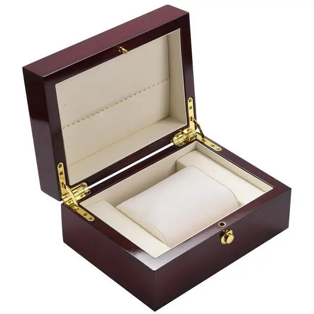Alt view image 7 of 7 - Large Size Wood Lacquered Glossy Single Watch Box with PU Leather Cushion