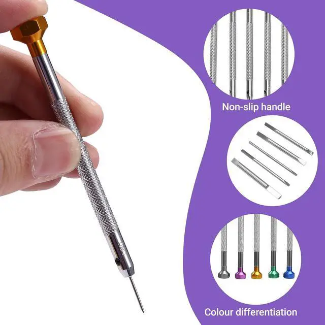 Alt view image 5 of 7 - 5Pcs/Set 0.8-1.6mm Steel Screwdriver for Watch Repairing Portable Watch Tools Band Removal with Pins Watchmaker Tools