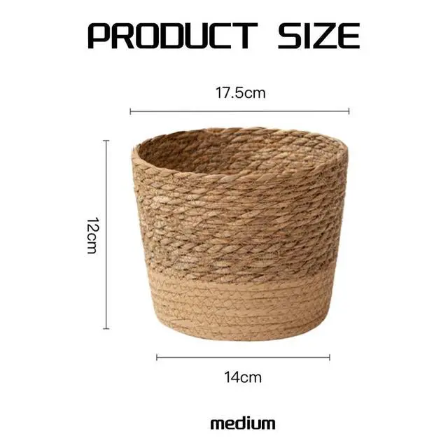 Alt view image 6 of 6 - Straw Weaving Flower Plant Pot Wicker Basket Rattan Flowerpot Storage Basket Handmade Woven Planter Basket Easy Install M