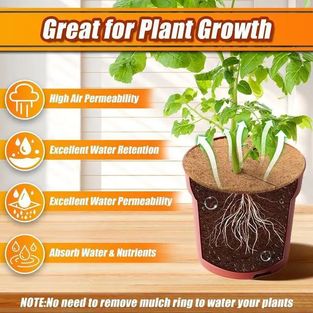 Alt view image 6 of 6 - 16Pcs Coconut Fiber Tree Ring Mulch Mat 11.8 Inch Mulch Ring Plant Protectors Mat for Indoor Outdoor Plants