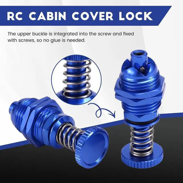 Alt view image 2 of 7 - 2Pcs 35mm Height Push Butto Hatch Cabin Spring Cover Lock for RC Boat Ship Body Shell Spare Parts Blue