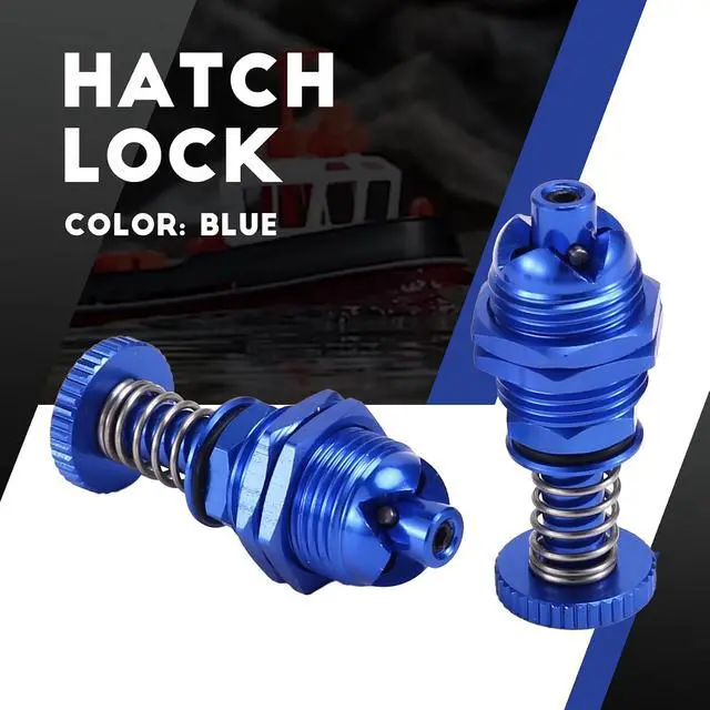 Alt view image 6 of 7 - 2Pcs 35mm Height Push Butto Hatch Cabin Spring Cover Lock for RC Boat Ship Body Shell Spare Parts Blue