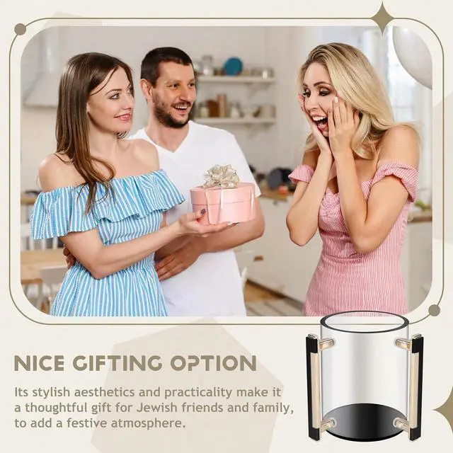 Alt view image 2 of 7 - Round Acrylic Hand Washing Cup with Two Metal Handles- Hand-Wash for Jewish Prayer Cup