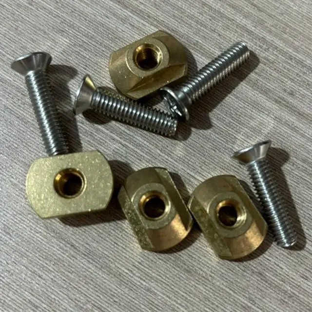 Alt view image 3 of 7 - 4Pcs M8 Hydrofoil Mounting Brass T-Nuts for Surfing All Hydrofoil Tracks Outdoors Surfing Accessories Gold
