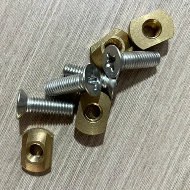 Alt view image 7 of 7 - 4Pcs M8 Hydrofoil Mounting Brass T-Nuts for Surfing All Hydrofoil Tracks Outdoors Surfing Accessories Gold