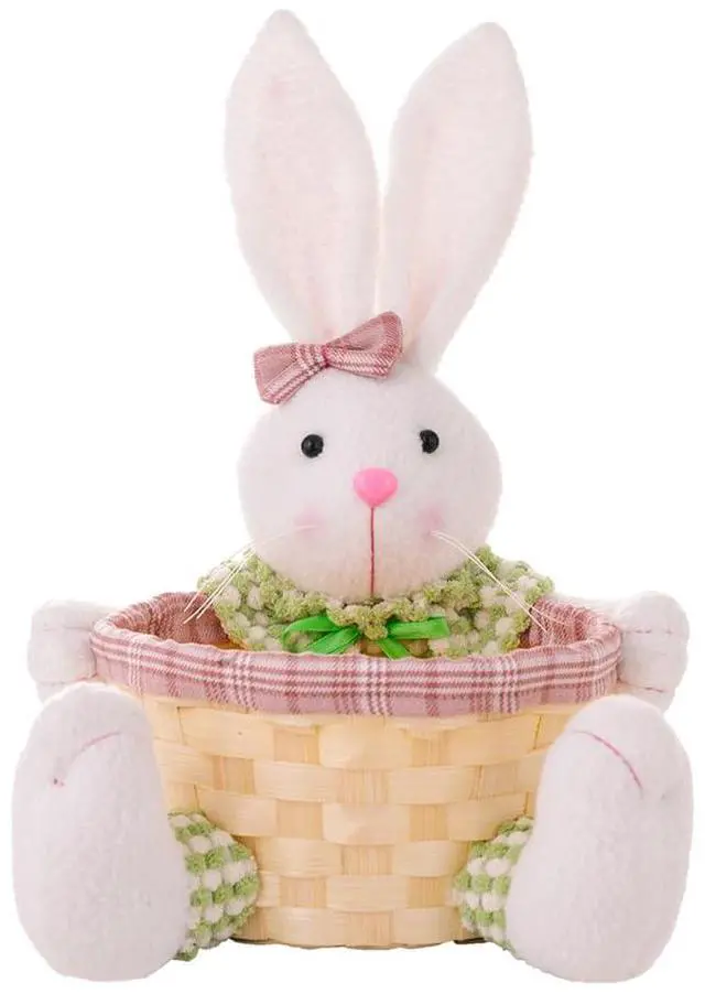 Main image of Easter Candy Dish, Bunny Easter Basket, Gift Box for Table Decor, Pink Polyester, 16x9.5x28cm