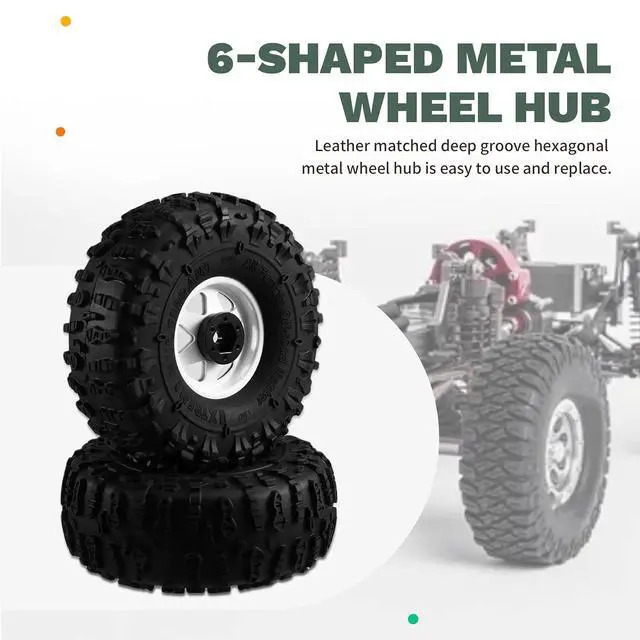 Alt view image 3 of 7 - 4pcs 122mm 1.9 Inch Metal Beadlock Wheel Rim Rubber Tire Set for 1/10 RC Crawler Car TRX4 D90 D110 SCX10 White