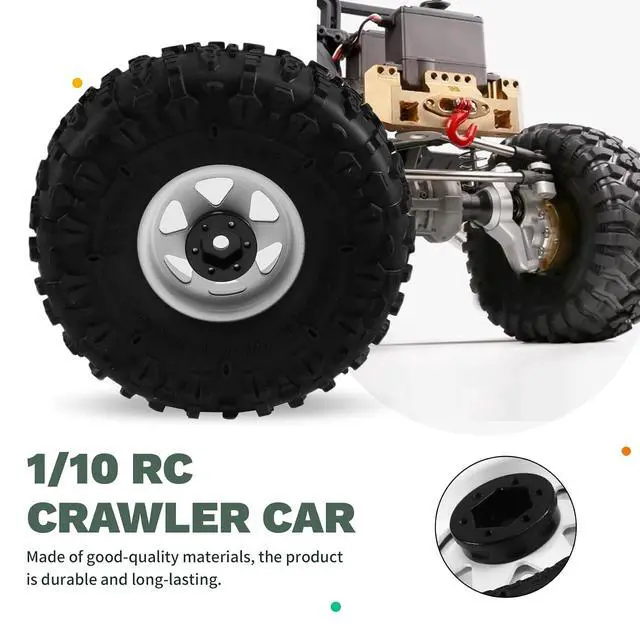 Alt view image 4 of 7 - 4pcs 122mm 1.9 Inch Metal Beadlock Wheel Rim Rubber Tire Set for 1/10 RC Crawler Car TRX4 D90 D110 SCX10 White