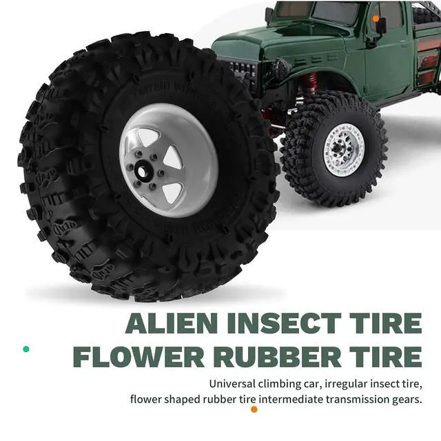 Alt view image 5 of 7 - 4pcs 122mm 1.9 Inch Metal Beadlock Wheel Rim Rubber Tire Set for 1/10 RC Crawler Car TRX4 D90 D110 SCX10 White