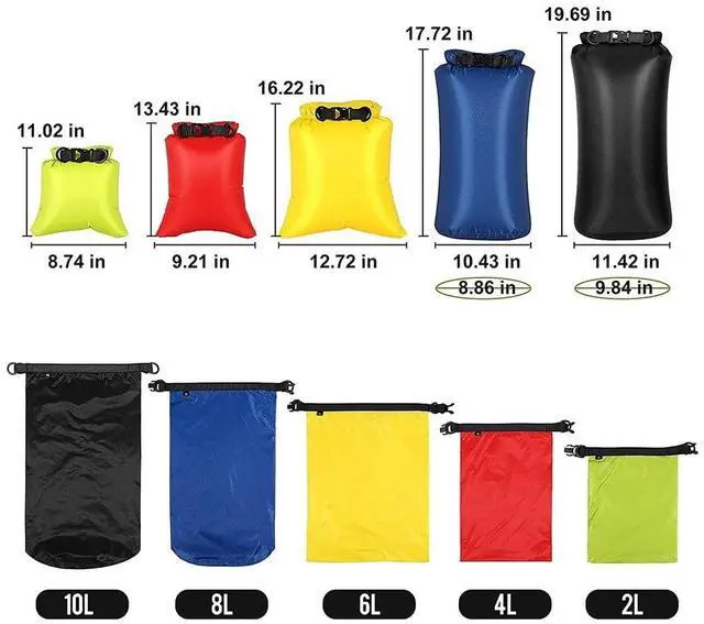 Alt view image 3 of 7 - 6Pcs Waterproof Dry Bag Set for Kayaking Boating,Drybag Outdoor Storage Bags for Canoeing Camping Swimming Hiking,Random