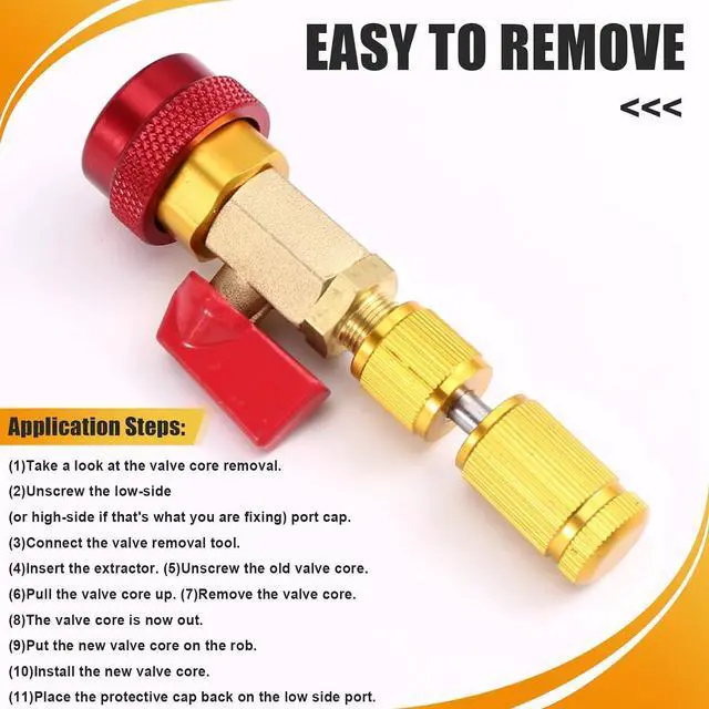 Alt view image 7 of 7 - Valve Core Tool Air Condition R134A Valve Core Refrigeration Schrader Valve Core Removal Replacement Equipment Valve Core Remover Tool