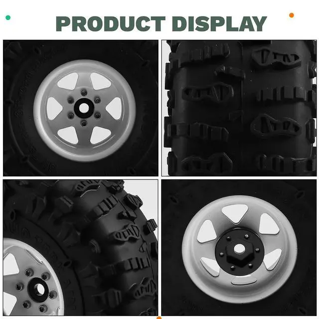 Alt view image 6 of 7 - 4pcs 122mm 1.9 Inch Metal Beadlock Wheel Rim Rubber Tire Set for 1/10 RC Crawler Car TRX4 D90 D110 SCX10 White