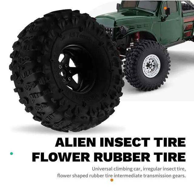 Alt view image 2 of 7 - 4pcs 122mm 1.9 Inch Metal Beadlock Wheel Rim Rubber Tire Set for 1/10 RC Crawler Car TRX4 D90 D110 SCX10 Black