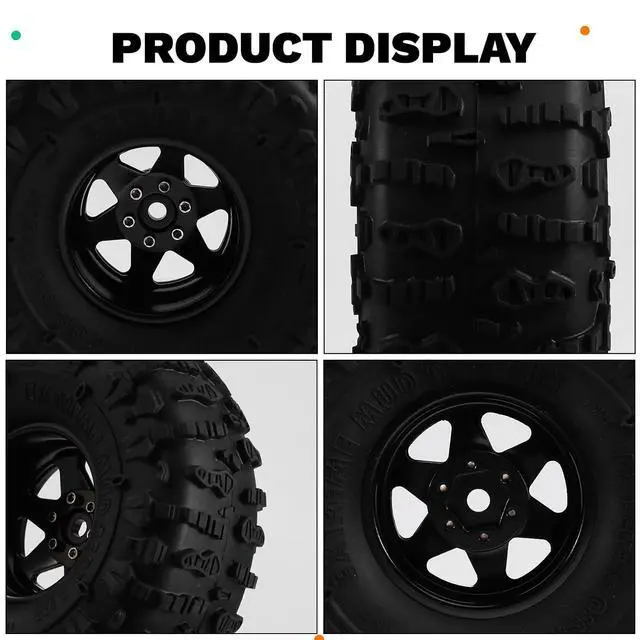 Alt view image 5 of 7 - 4pcs 122mm 1.9 Inch Metal Beadlock Wheel Rim Rubber Tire Set for 1/10 RC Crawler Car TRX4 D90 D110 SCX10 Black