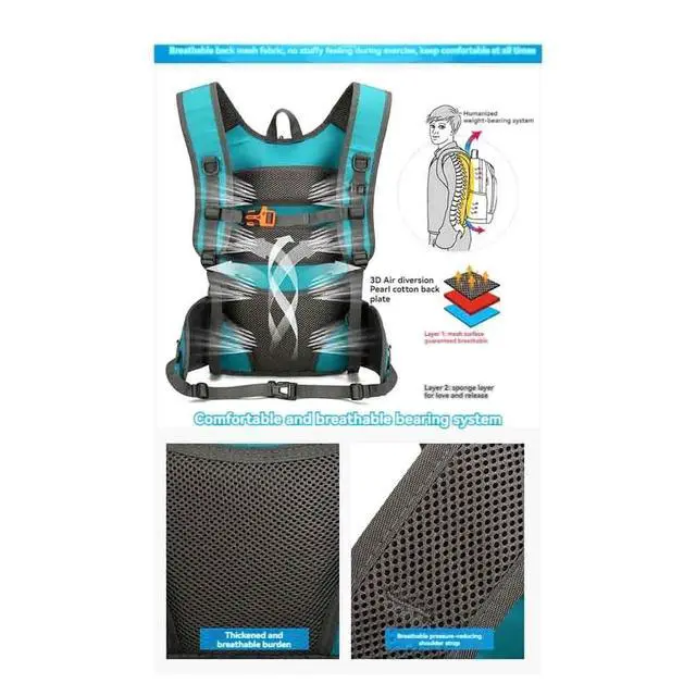 Alt view image 3 of 7 - Outdoor Hydration Backpack for Outdoor Sport Hiking Camping Climbing Mountaineering Rucksack Travel Daypack Blue