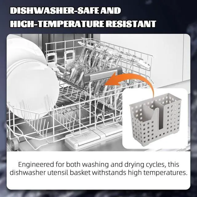 Alt view image 5 of 6 - 2 Pack Dishwasher Basket for Straw and Chopstick Dishwasher Utensil Basket Dishwasher Drainer Basket for Washing Drying