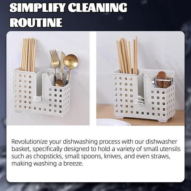 Alt view image 3 of 6 - 2 Pack Dishwasher Basket for Straw and Chopstick Dishwasher Utensil Basket Dishwasher Drainer Basket for Washing Drying