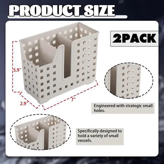 Alt view image 6 of 6 - 2 Pack Dishwasher Basket for Straw and Chopstick Dishwasher Utensil Basket Dishwasher Drainer Basket for Washing Drying