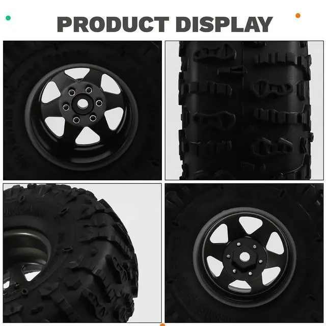 Alt view image 2 of 7 - 4pcs 122mm 1.9 Inch Metal Beadlock Wheel Rim Rubber Tire Set for 1/10 RC Crawler Car TRX4 D90 D110 SCX10 Grey