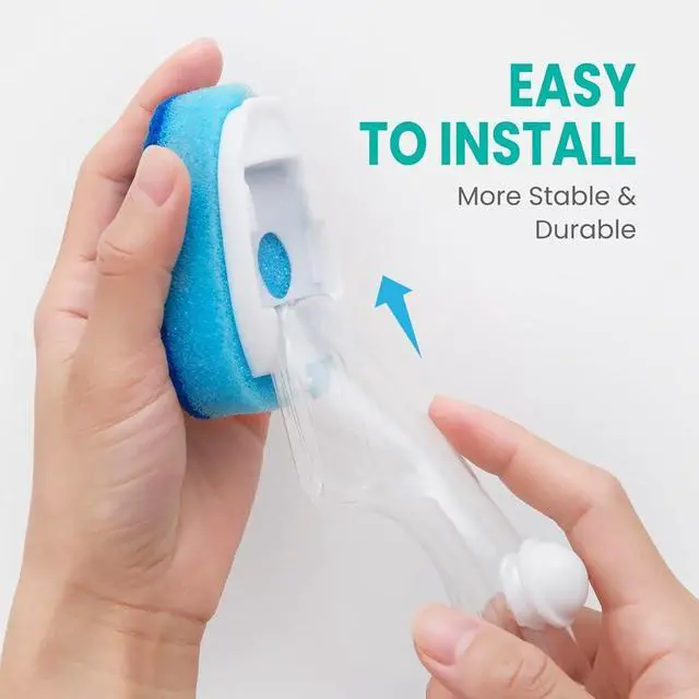 Alt view image 3 of 5 - Non Scratch Dishwand Refill Heavy Duty Replacement Refills Sponge Heads 18pcs Soap Dispensing Scrubbers Set