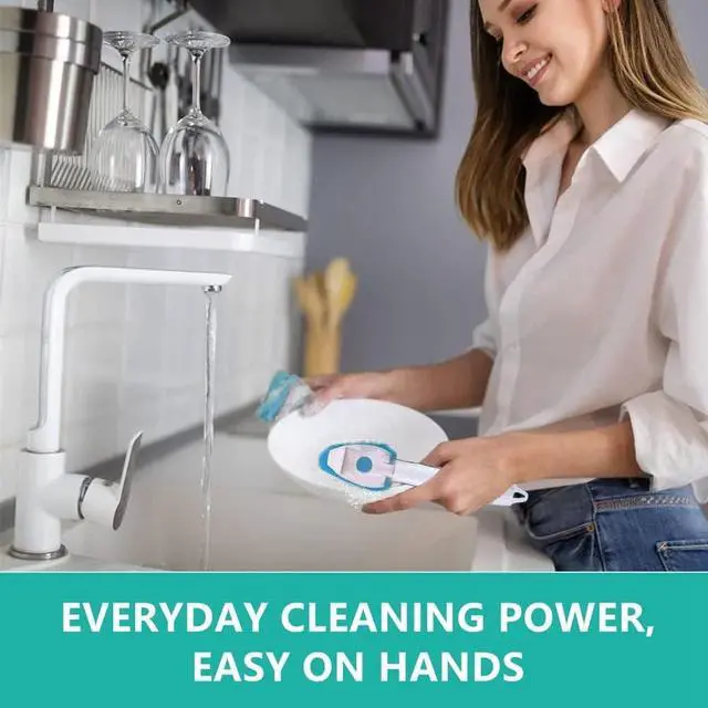 Alt view image 2 of 5 - Non Scratch Dishwand Refill Heavy Duty Replacement Refills Sponge Heads 18pcs Soap Dispensing Scrubbers Set