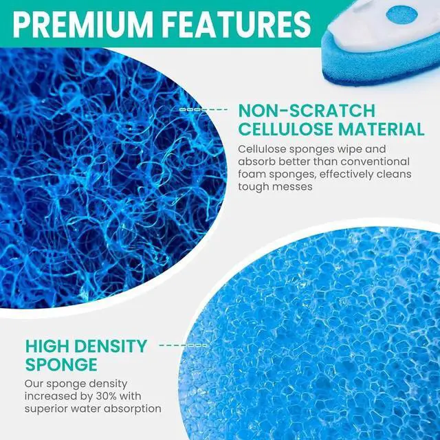 Alt view image 4 of 5 - Non Scratch Dishwand Refill Heavy Duty Replacement Refills Sponge Heads 18pcs Soap Dispensing Scrubbers Set