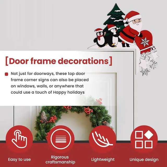 Alt view image 5 of 7 - Christmas Door Toppers Decor, Top Door Frame Corner Sign Decorations, Home Frame Decor Ornament for Home Decor C