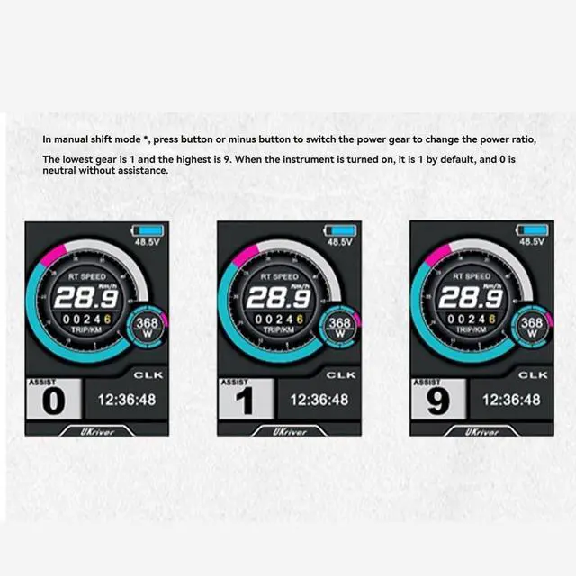 Alt view image 4 of 7 - E-Bike UKC1 Color Display Screen SM Plug 36V 48V 52V 60V 72V for OMD2 Communication Protocol