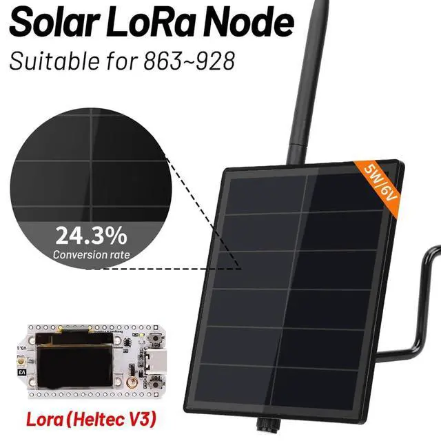 Alt view image 4 of 7 - ESP32 SX1262 LoRa Built-in Battery D5 Solar Node with 5V Solar Panel ESP32 LoRa 32 V3 for WiFi Meshtastic LoRaWAN Heltec