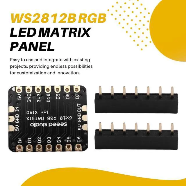 Alt view image 4 of 7 - XIAO-6x10-RGB-Matrix XIAO-6x10-RGB-Matrix WS2812B RGB LED Matrix Panel Programmable Pixel Display for -XIAO, DIY Lighting Projects