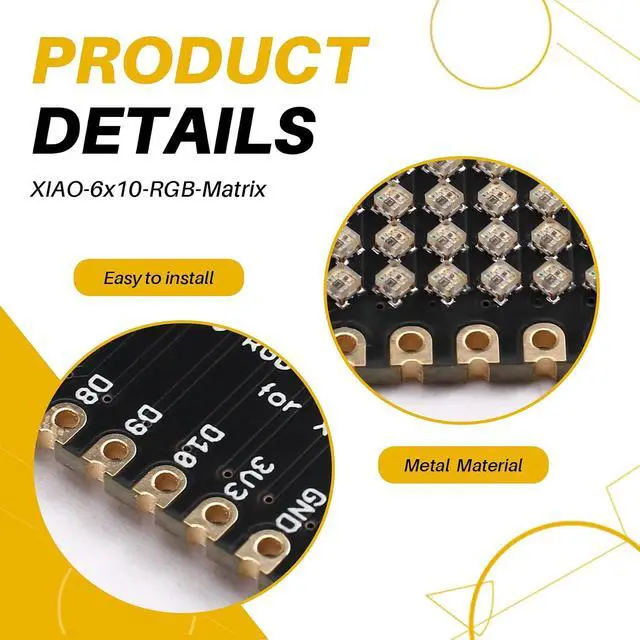 Alt view image 5 of 7 - XIAO-6x10-RGB-Matrix XIAO-6x10-RGB-Matrix WS2812B RGB LED Matrix Panel Programmable Pixel Display for -XIAO, DIY Lighting Projects