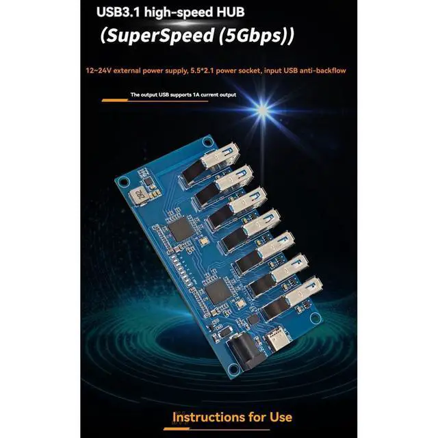 Alt view image 2 of 7 - VL817 USB3.1 HUB Module 1-to-7 Port Hub Splitter for High-Speed SuperSpeed/Full Speed/Low Speed Device Compatibility