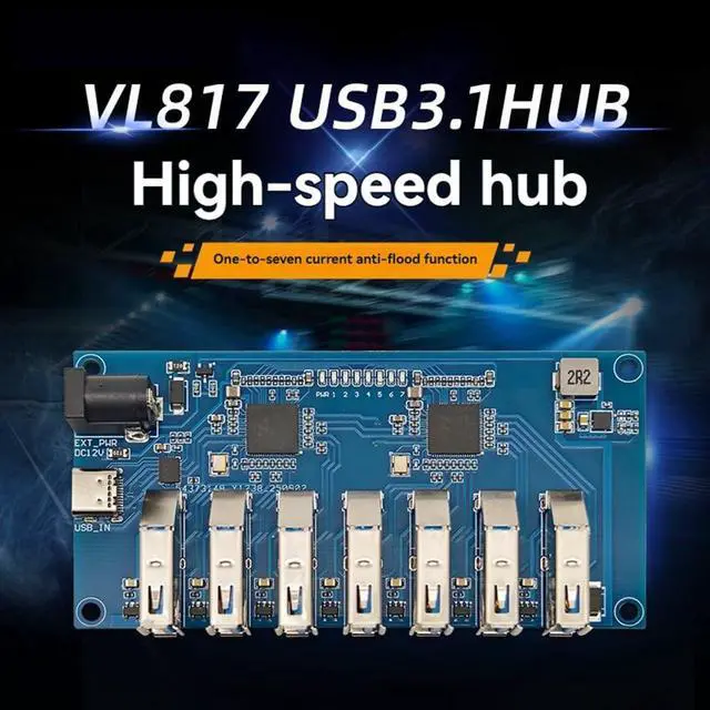 Alt view image 7 of 7 - VL817 USB3.1 HUB Module 1-to-7 Port Hub Splitter for High-Speed SuperSpeed/Full Speed/Low Speed Device Compatibility